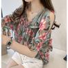 SURWENYUE модные летние топы, блузка, рубашка больших размеров, женские шифоновые топы с короткими рукавами и принтом