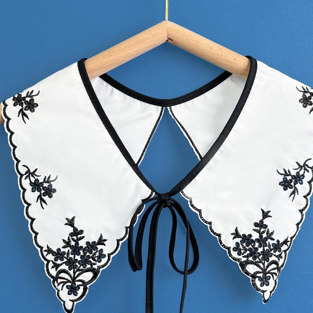 Органза Вышивка Шаль Воротник Кружевная Шаль Съемный Воротник Рубашки Накидка Ложные Накладные Воротники