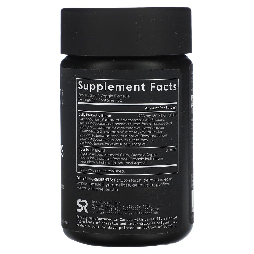 Sports Research Daily Probiotics, Delayed Release, 60 Billion CFU, 30 Veggie Caps