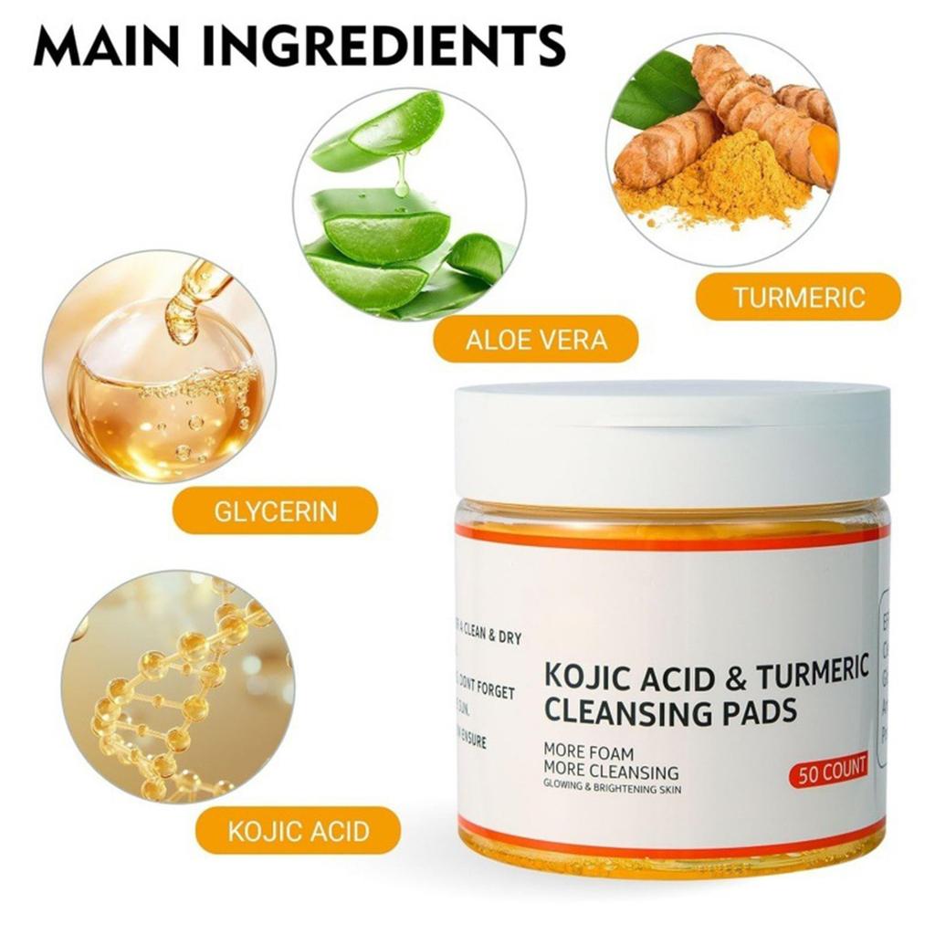 Cleansing Pads, Kojic Cleansing Pads Helps Balance Skin Oil And Water Hydrating Remove Excess Keratin From The Body'S Skin(50PC/30ml