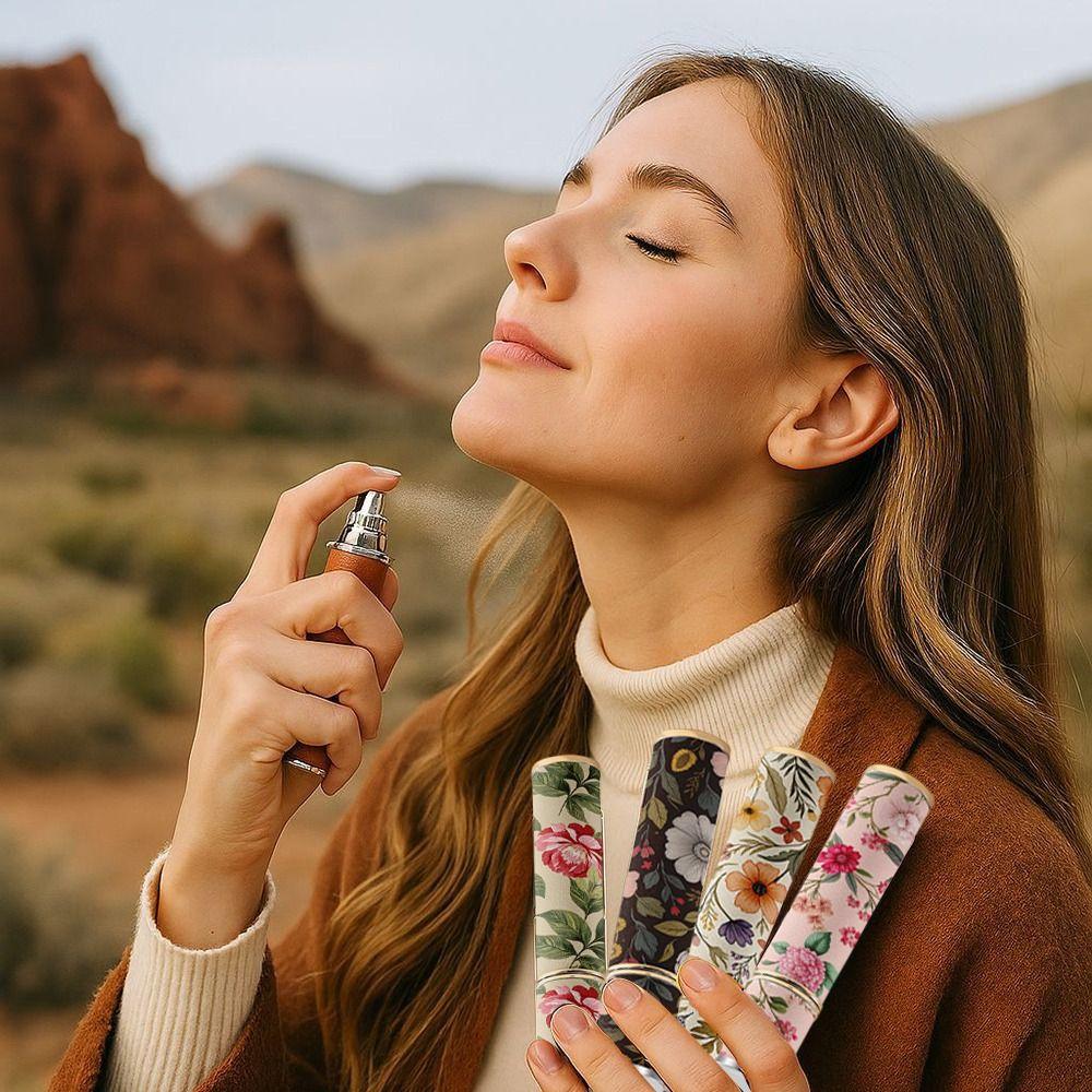 Пульверизатор из ПУ кожи, Флакон-атомайзер для цветочных духов, Контейнер для аромата с ультрадисперсным распылением, Для путешествий