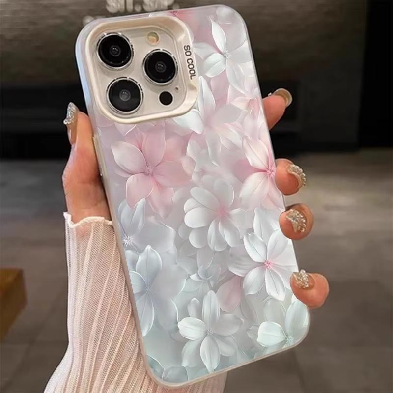 Розовый чехол с цветочным принтом для iPhone 17 16 15 14 13 12 11 Pro Max X XS XR 15 14 Plus 16E 17Air Ударопрочный защитный чехол