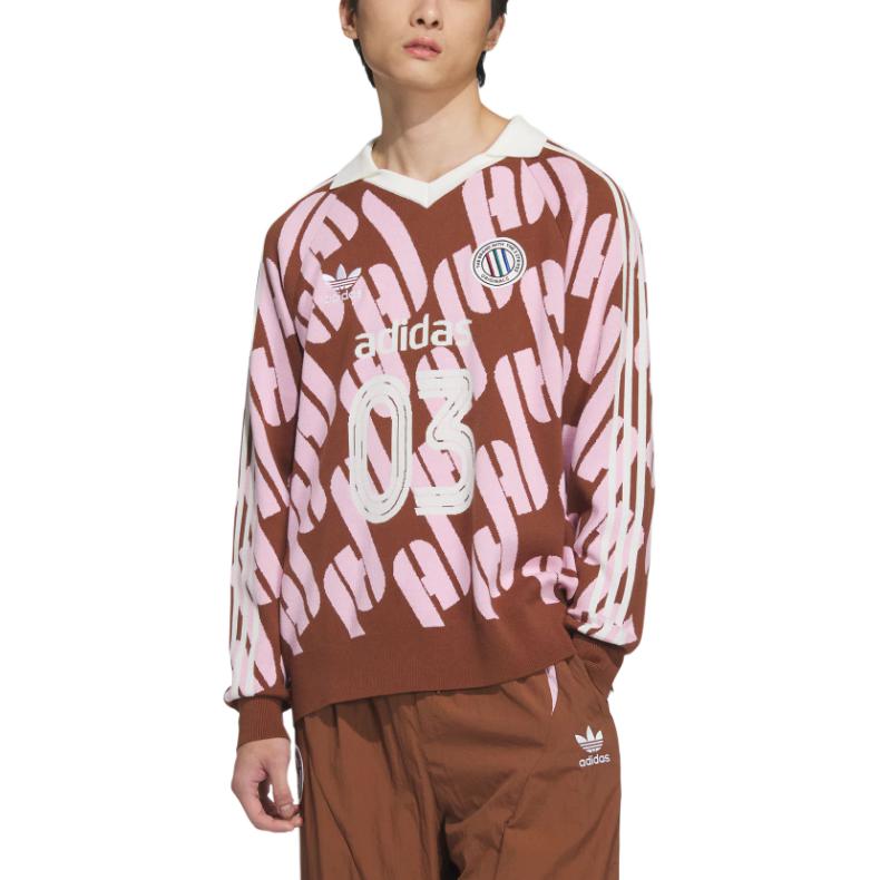 Adidas Оригиналы Adcbc FW24 Adicolor Коллекция осень-зима Модный удобный мягкий пуловер Толстовка унисекс Толстовка темно-коричневого розового цвета JL8368