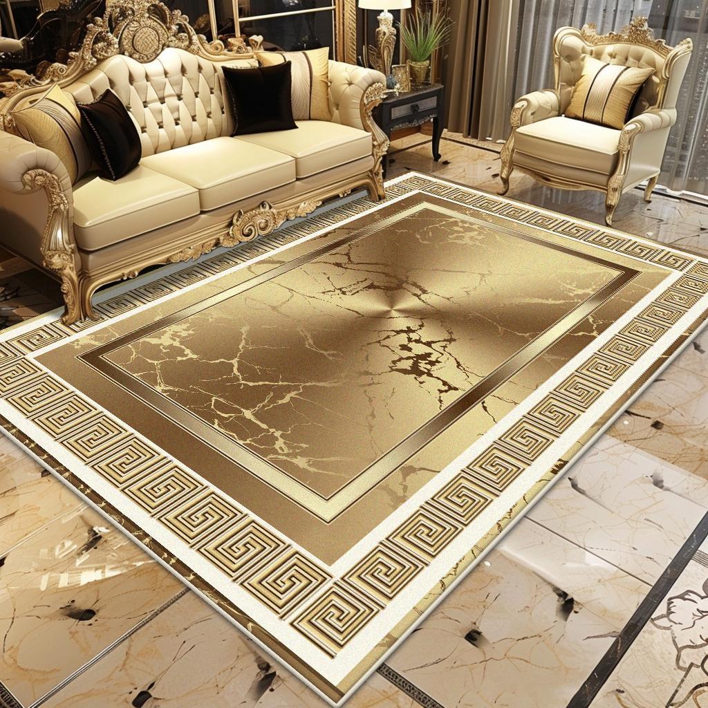 Golden Luxury Carpet for Living Room Large Area Decoration Home Sofa Antiskid Rugs Bedroom Lounge Coffee Tables Soft Floor Mats