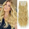 Женская мода Длинные волнистые светлые волосы Наращивание волос 4 шт. Шиньон Синтетическое волокно Натуральные волнистые невидимые волосы