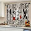 2pcs Short Fork Spoon Knife Savor Cafe Curtains Farmhouse Bedroom Living Room Window Curtain For Kitchen Small Window Home Decor