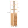 Bathroom Shelf, 3 Open Compartments, Drawer, Louvered Door, Bamboo, 32 x 30 x 163 cm