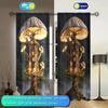 2pcs Mushroom House Pattern Printed Curtain for Home Decor - Rod Pocket Window Treatment for Bedroom, Office, Kitchen