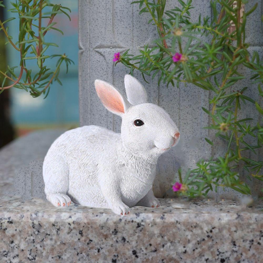 Поделки из смолы Пасхальный Белый Кролик Скульптура Садовый Ландшафт Статуя Кролика Украшение для Дома