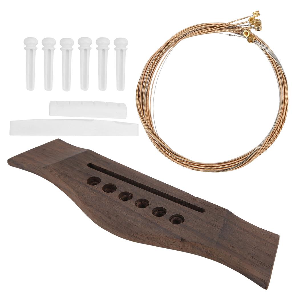 Guitar Bridge Set String Stud Bovine Bone Nut Saddle Stringed Instrument Replacement Parts