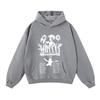 Oversized Washed Cotton Hoodie Men - Loose Fit Streetwear With Printed Graphic Casual Sweatshirt