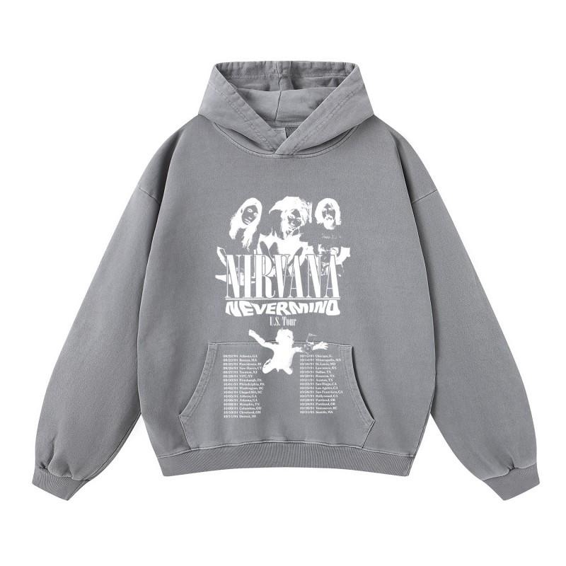 Oversized Washed Cotton Hoodie Men - Loose Fit Streetwear With Printed Graphic Casual Sweatshirt
