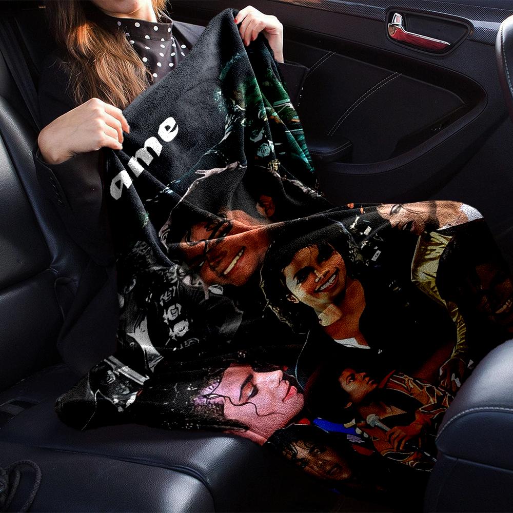 Custom Name Michael Jackson Theme Printed Blanket - Perfect for Couch, Bed, Travel & Outdoor Use | Machine Washable, Cozy & Durable.
