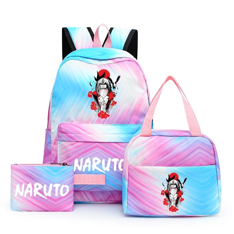 3Pcs/set Anime Naruto Backpack Back To Schoobag with Lunch Bag for Teen Gir Boy Student Bookbag Men Women Leisure Travel Bag