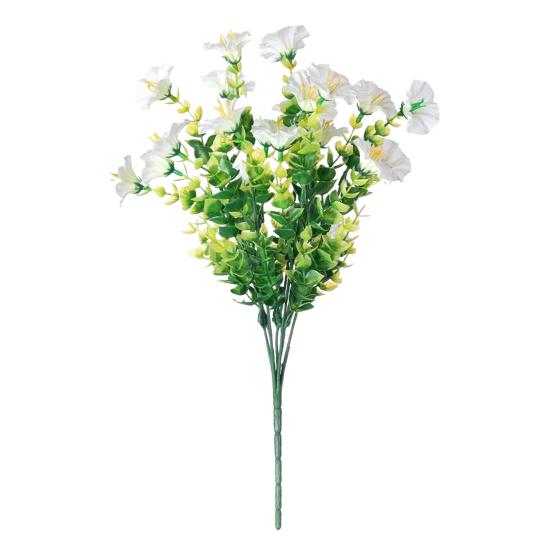 Искусственная ипомея с листьями эвкалипта, устойчивая к ультрафиолетовому излучению, реалистичная искусственная шелковая цветочная композиция для свадебной вечеринки, внутреннего и наружного использования, украшение из искусственного цветка