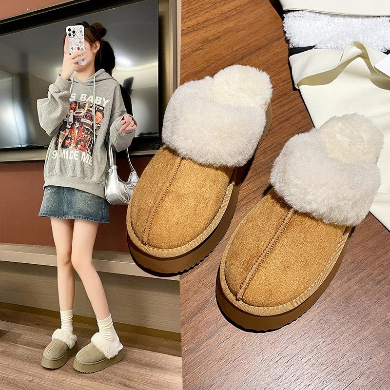 Thick-bottomed foreign trade large-size Mao Mao drag 2024 autumn and winter popular fashion outer wear velvet warm women's snow boots women