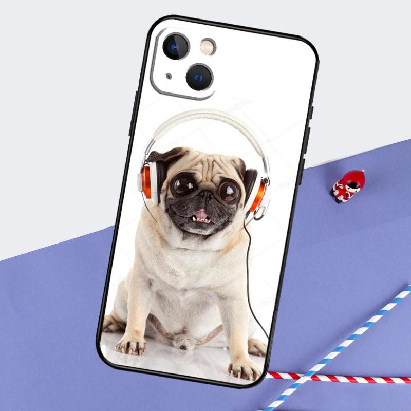 Сидящий мопс с галстуком-бабочкой и розами Чехол для телефона для iPhone 16 Pro 15 Pro 11 12 13 14 Pro Max Mini XR 16e 15 16 Plus Защитный корпус