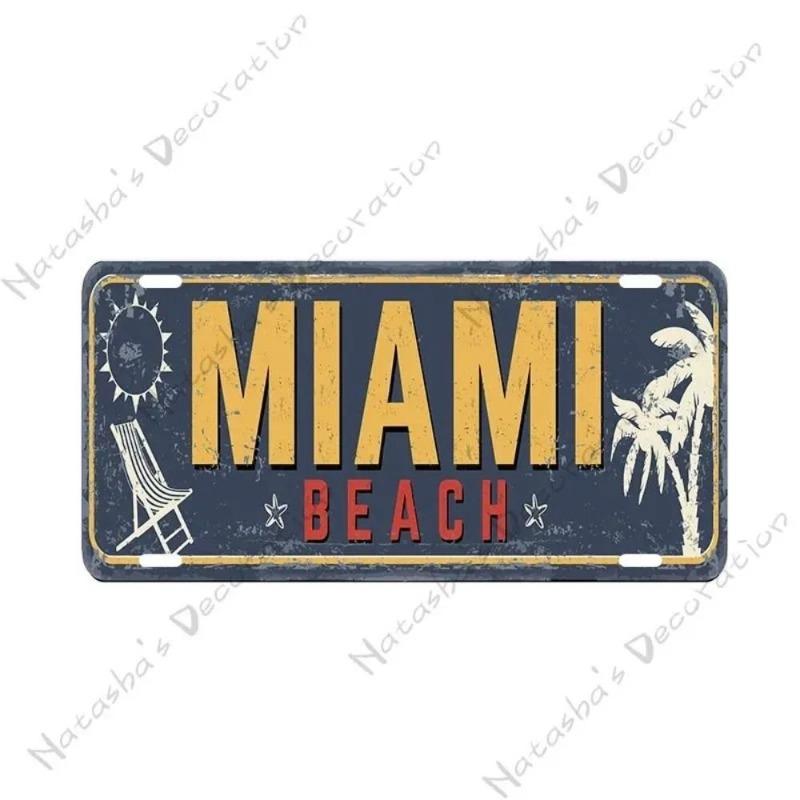 Beach Summer Surf License Plate, Metal Wall Decor 30x15cm