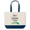 Sac Cabas - PLANETEE - Sac Shopping Fond Bleu - Coton 40x45 Cm - Grand Format - Fabriqué En France