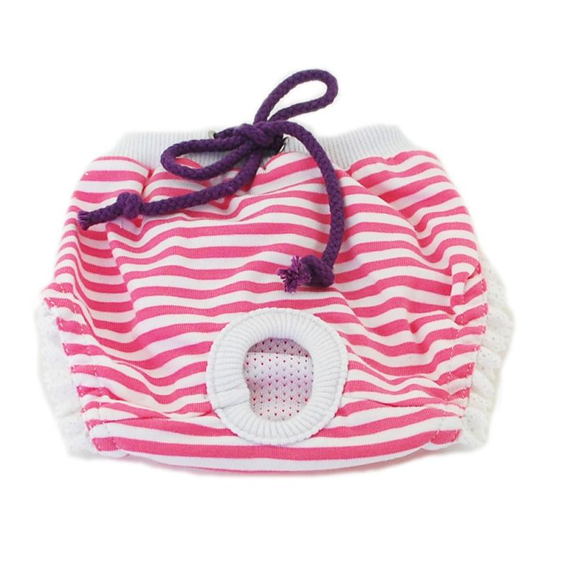 Хлопковые физиологические брюки для домашних животных, полосатое нижнее белье для женщин и собак, трусы, подгузники, товары для домашних животных