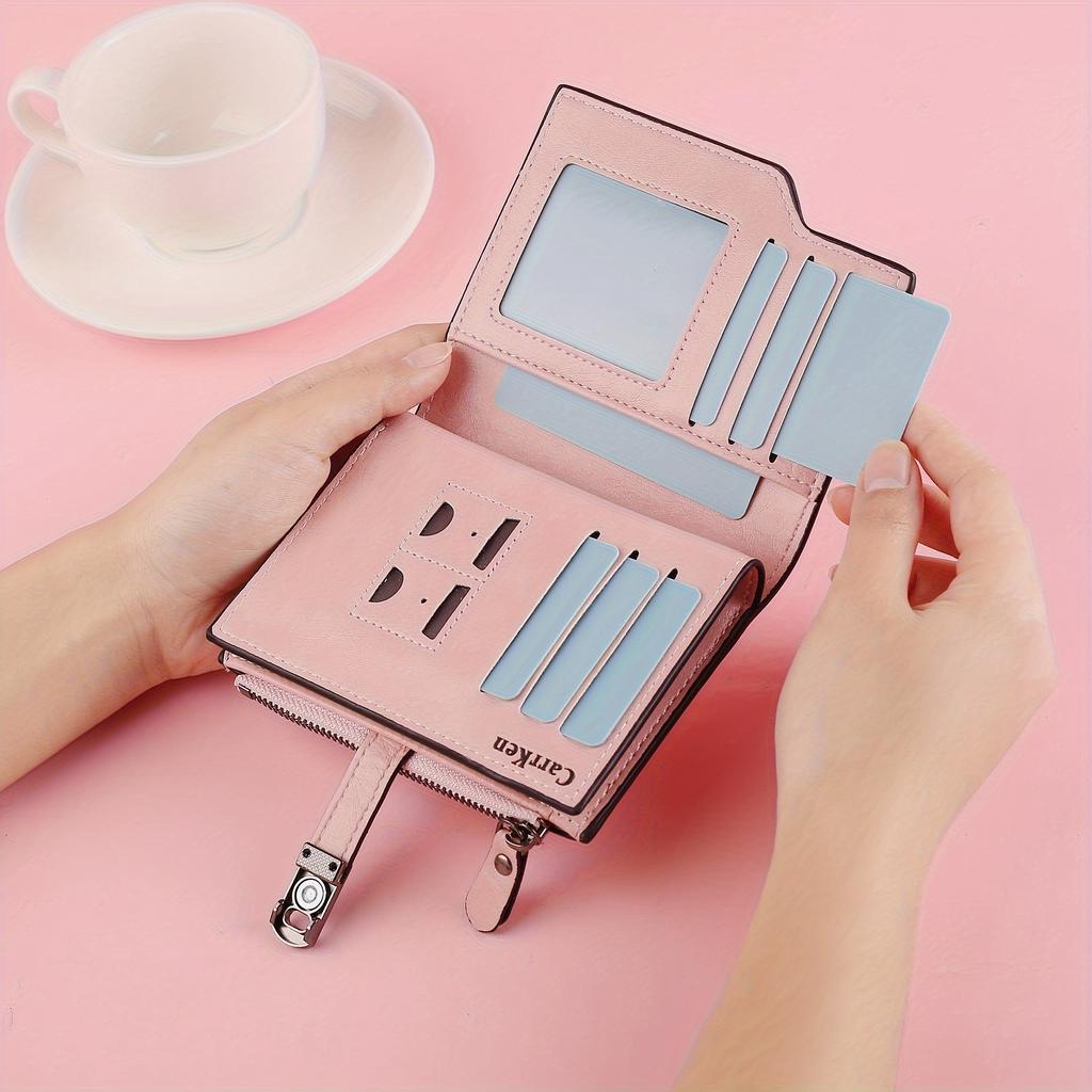 Мини-кошелек, многофункциональный держатель для карточек, сумка для документов с зажимом для денег, тройная сумка для карт, модный универсальный кошелек для монет на молнии