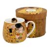 [R6672] - Barrel Porcelain Mug 'Gustav Klimt' Brown (the Kiss) - 9x9cm (430 Ml)