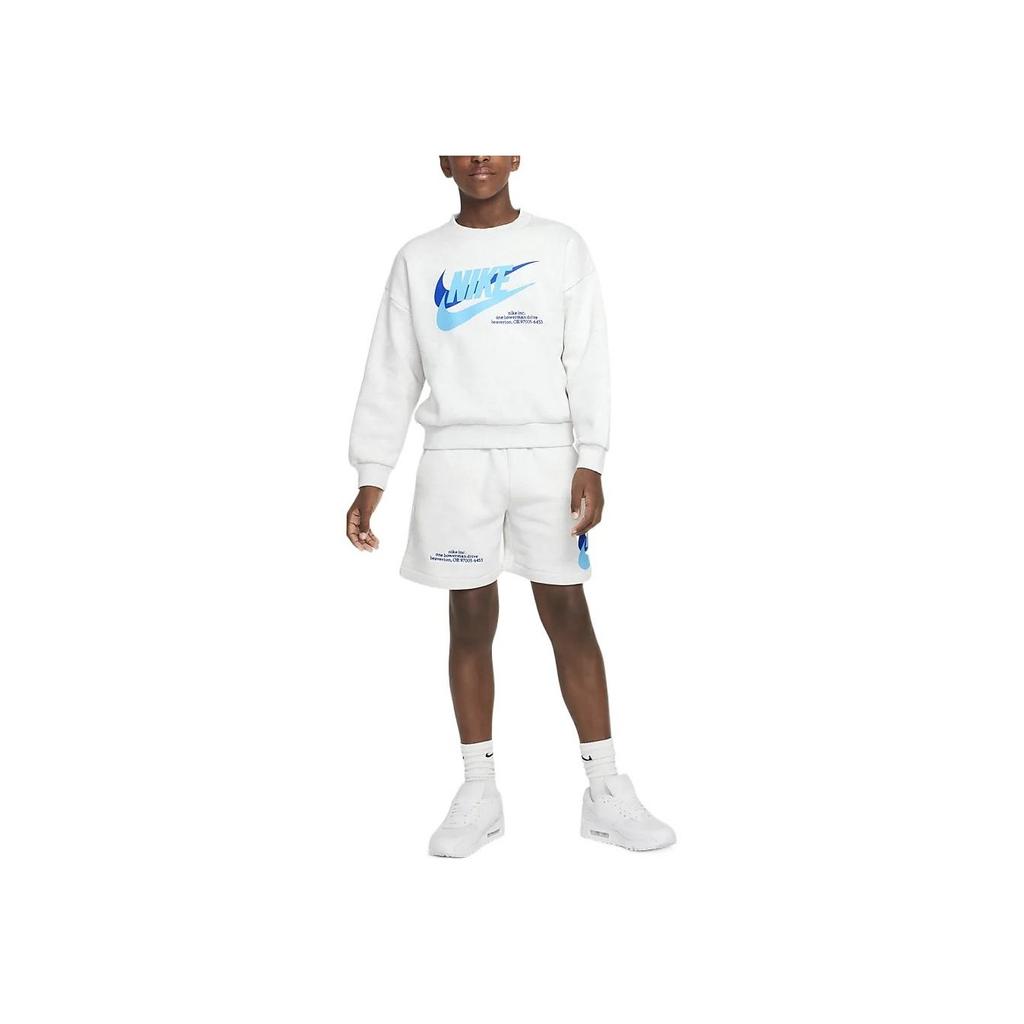 Nike Спортивная флисовая толстовка с круглым вырезом и длинными рукавами Icon Letter Logo Print, детская толстовка цвета березы и серого DX5140-051