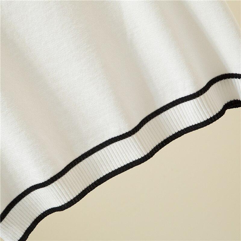 2023 тонкая вязаная футболка женская мода с коротким рукавом летние топы стежка белая футболка футболка Y2k женская одежда 18841