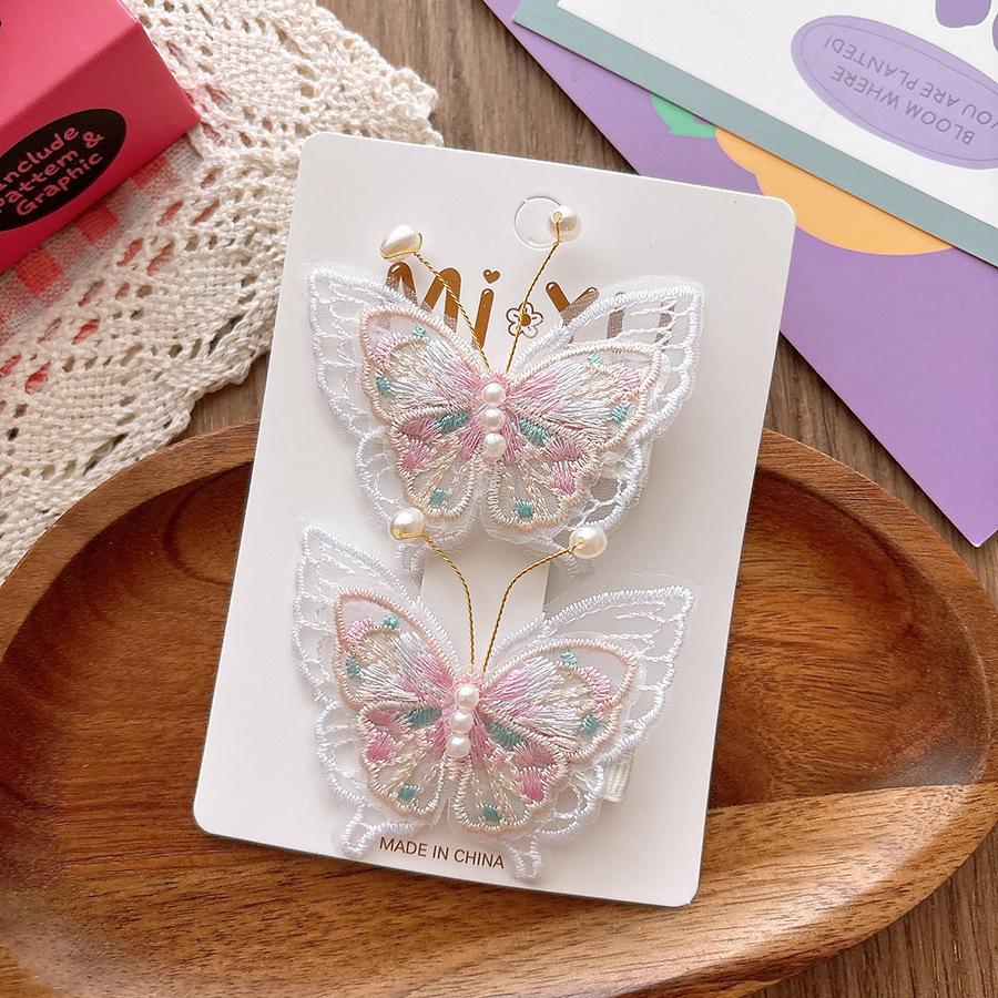 Заколка для волос ручной работы в виде бабочки с трехмерным градиентом для девочек, заколка в античном стиле, боковой зажим с ломаной челкой