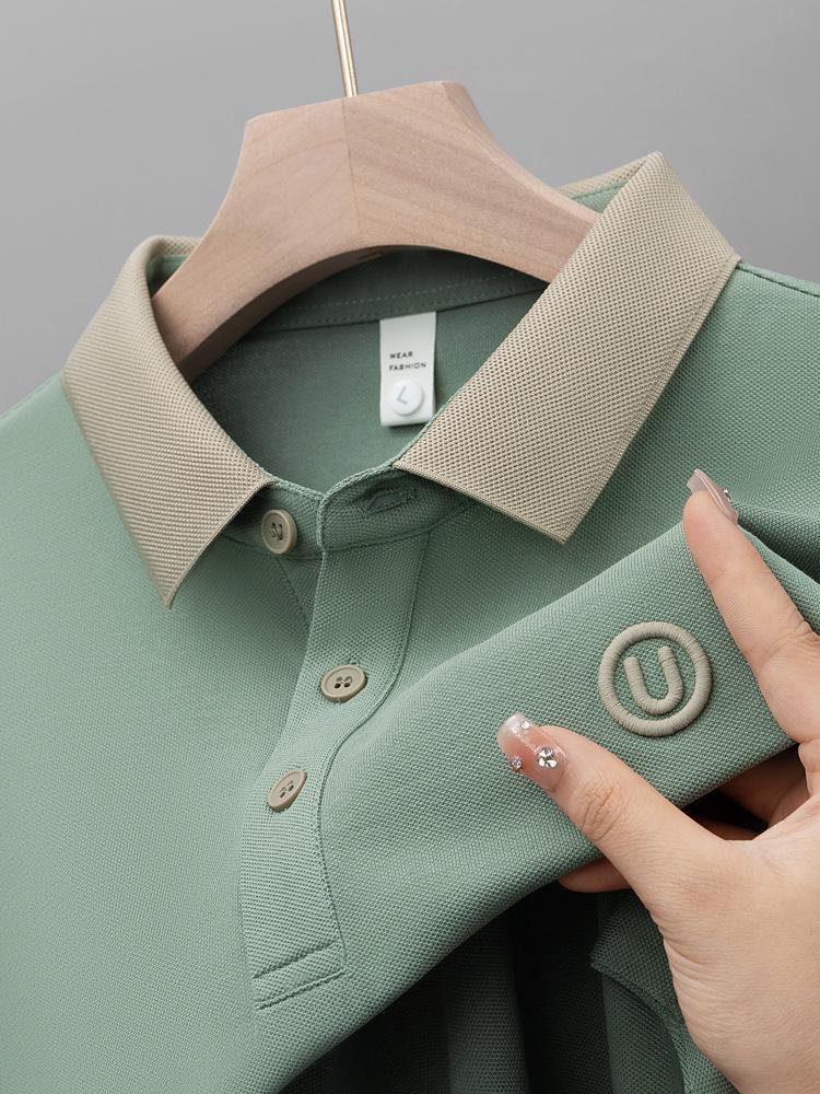 Мужская рубашка поло с коротким рукавом: Летняя повседневная легкая роскошь с вышитым лацканом для модных пап