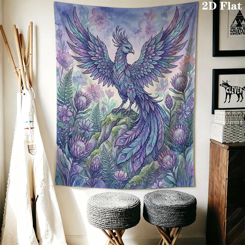 Retro Phoenix Wall Tapestry Aesthetic Wall Hanging Printed Fabric Blanket Decorative Tapestries for Bedroom Living Room Home Decor