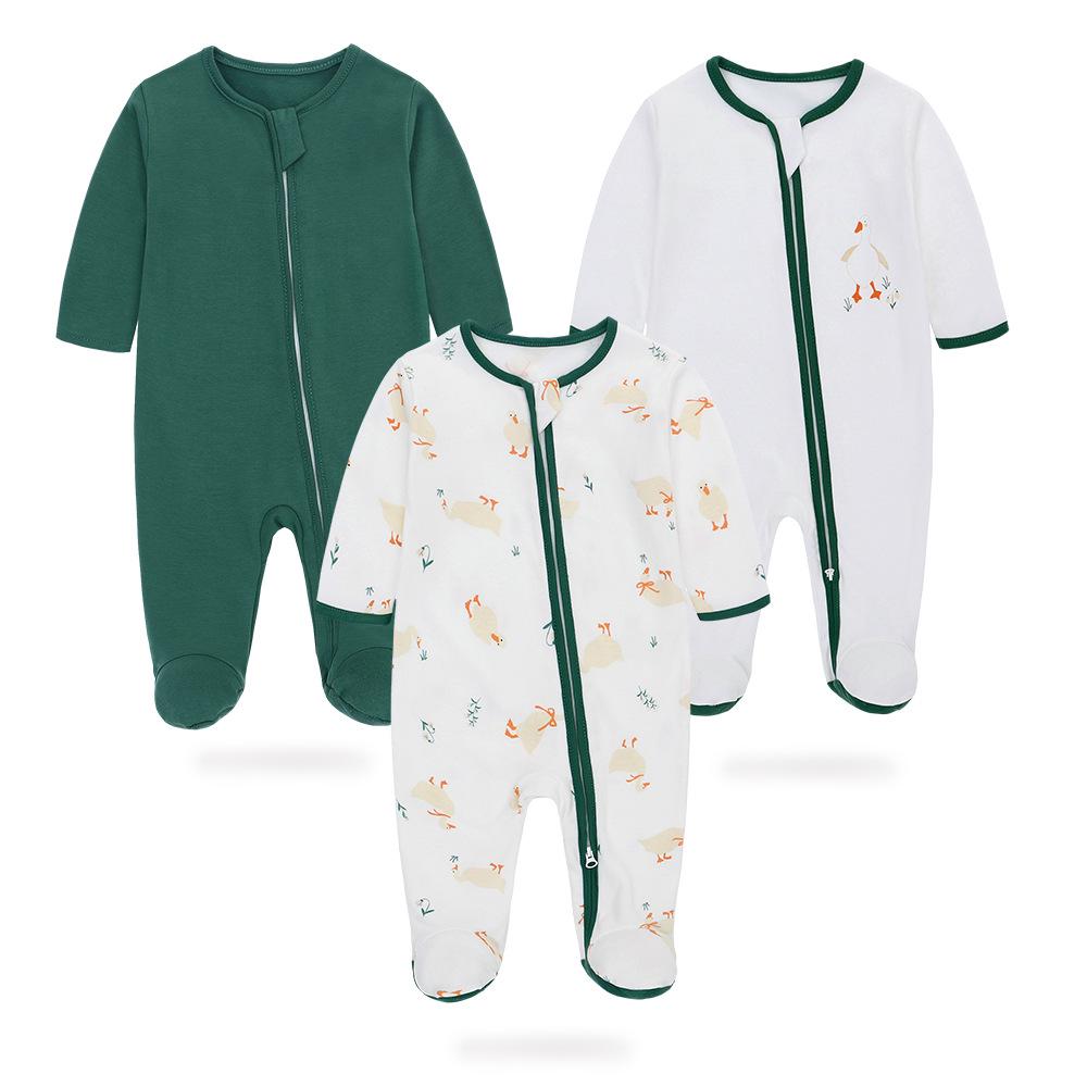 Детский комбинезон из 3 предметов, весенне-осенний комбинезон с длинными рукавами и облегающими ножками, детский комбинезон на молнии, нескользящая одежда для новорожденных