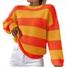 Женский повседневный полосатый свитер с длинными рукавами, пуловер с круглым вырезом, топ-свитер
