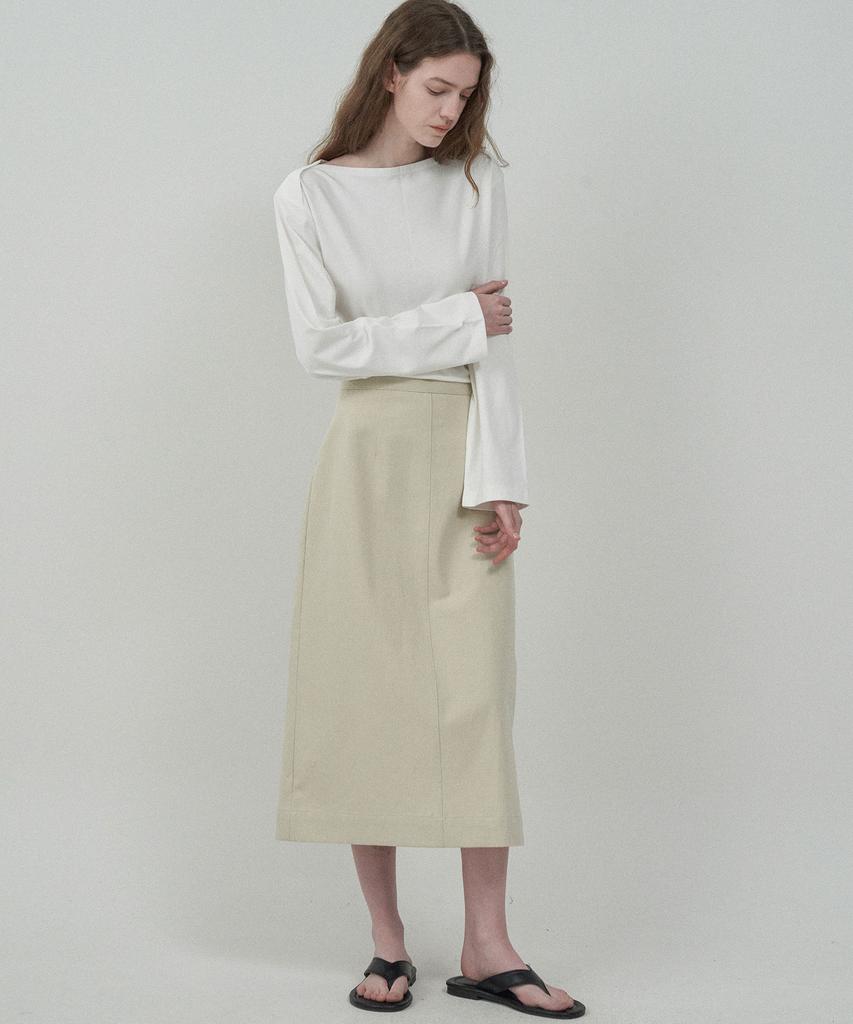 Mot Autumn Basic Slit Skirt - Dark Ivory