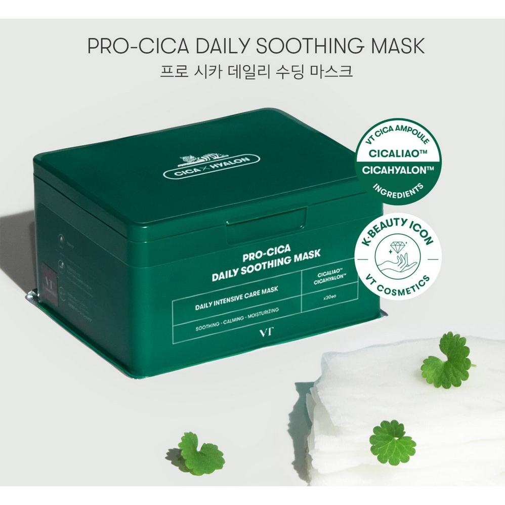 VT CICA Daily Soothing Mask 30 шт. Тканевая маска, Уход от прыщей ( Ежедневное успокаивающее / жизненно важное значение / коллаген / Reti-A