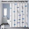 Geometric Leaf Pattern Peva Shower Curtain Waterproof Moldproof Divider Bathroom