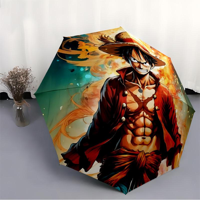 Автоматический складной зонт Луффи из One Piece, Самооткрывающийся/Закрывающийся, Прочный ветрозащитный дорожный зонт для приключений на природе a0826023