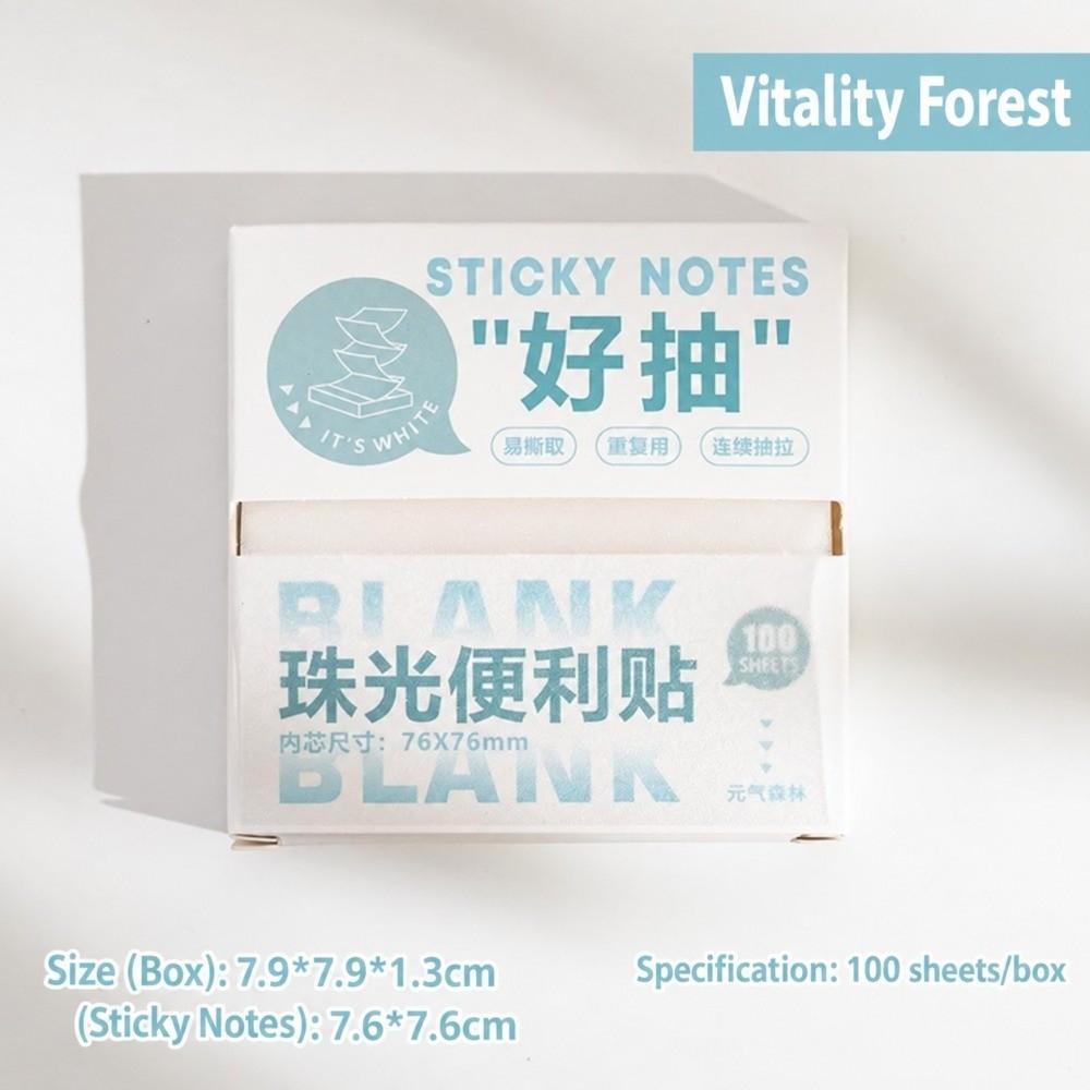 100Sheets PET Sticky Notes Pull-out Transparent Self-adhesive Note Paper Shimmer Pearlescent Memo Pads School Office