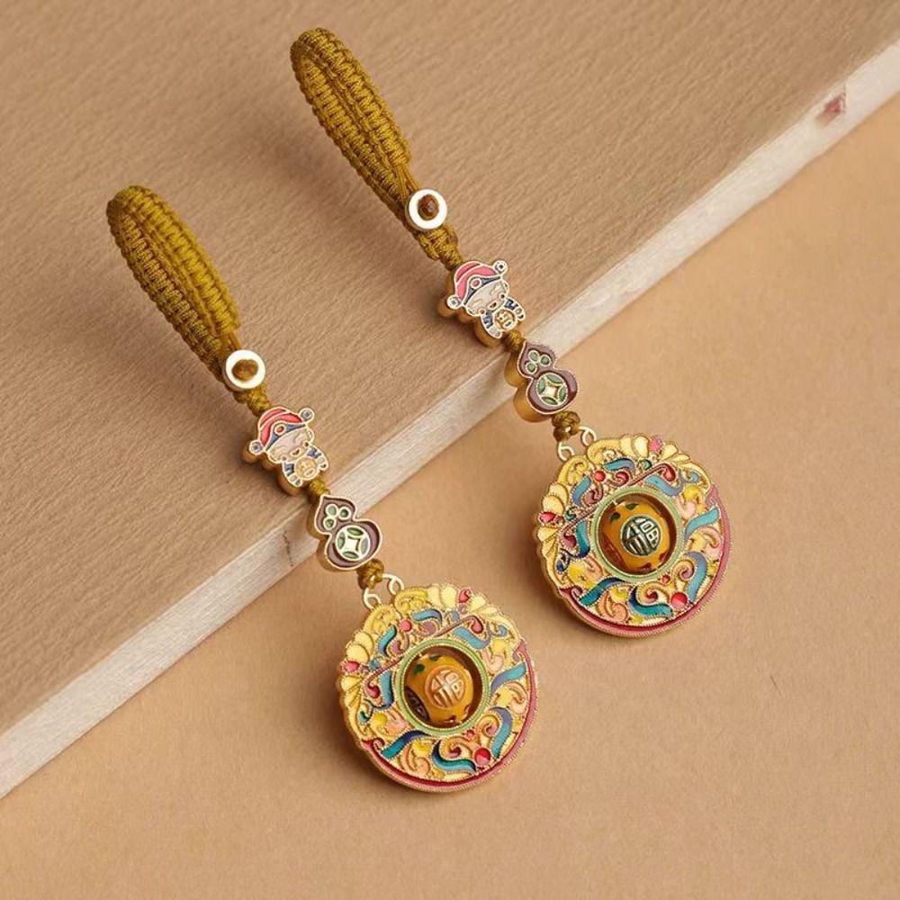 Плетеный веревочный брелок Бог Богатства в китайском стиле, подвеска для ключей, изысканное украшение в виде тыквы-мешочка, подарок