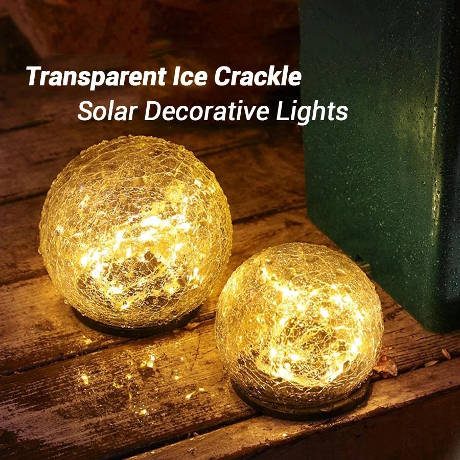 LED Solar Ground Insert Light Outdoor Waterproof Garden Garden Decoration Buried Christmas Outdoor Glass Ball Crack Light