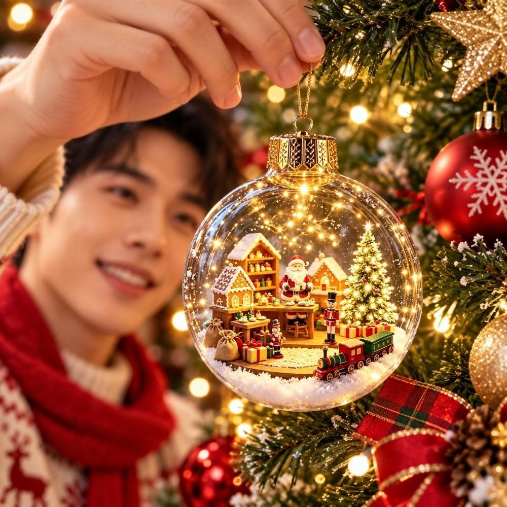 2D Flat Pattern 3D Acrylic Pendant Transparent Holiday Tree Decor Holiday Party