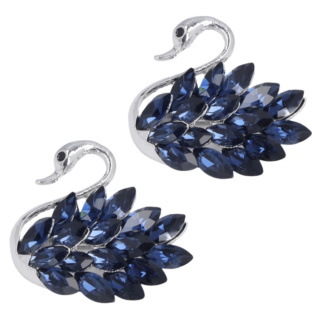 2pcs Alloy Material Crystal Brooch Sparkling Design Rhinestone Brooch Luxury Swan Brooch  For Women