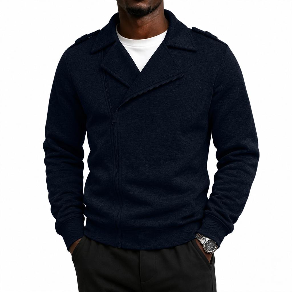 Men's Color Biker Lapel Collar Lined Casual Jacket for Everyday Wear