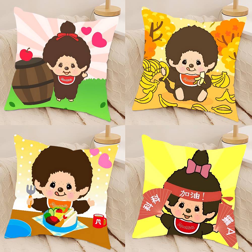 Мультяшная наволочка M-MonchhichiS, съемная, моющаяся, чехол для подушки – всесезонный мягкий лен