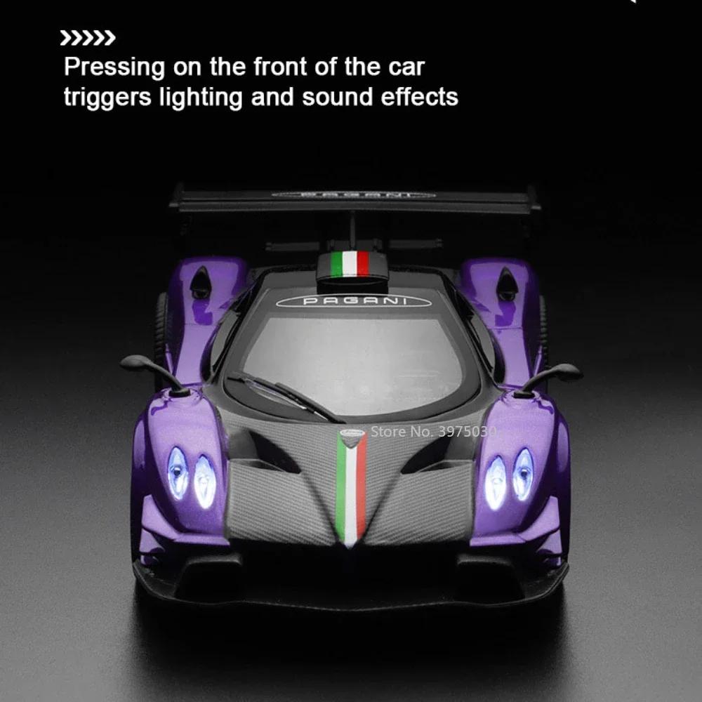 1/31 Pagani Zonda Revolucion Alloy Sports Car Model Toy Metal Diecast Scale Vehicles with Sound Light Collection Toys for Boys