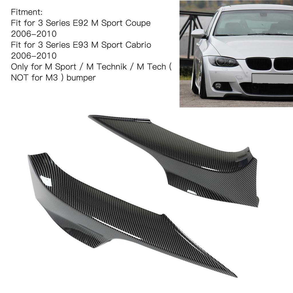 Front Bumper Lips Corner Spoilers Splitters Lower Bumper or Trim for 3 Series E92 M Sport 2006‑2010