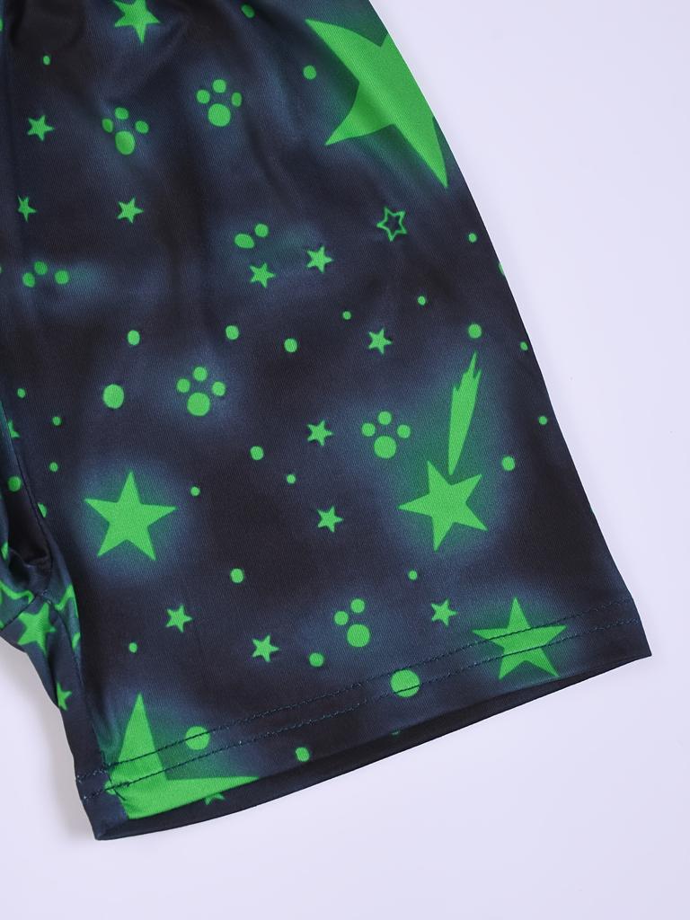 Комплект из двух светящихся в темноте пижам с динозавром для мальчиков: удобная футболка и шорты с круглым вырезом, уютный наряд для сна или игр