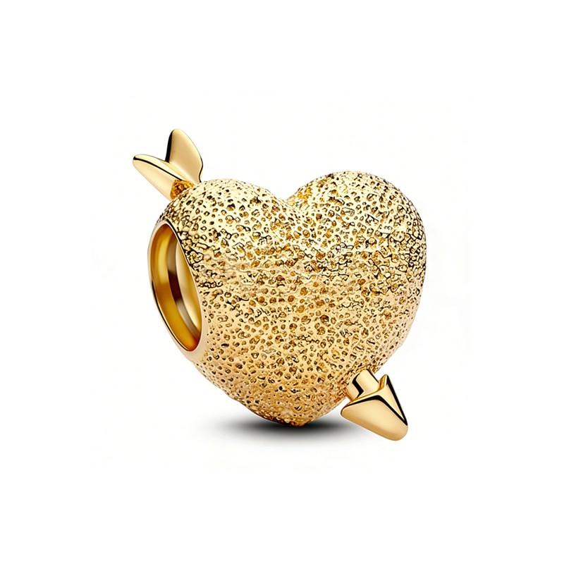 Now Sparkling Gold Heart Shape Envelope Family Multi-Element Charms Bead Pendants Clips Fit Original European Snake Bone Jewelry