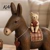 Living Room Tabletop Decor Rustic Donkey Resin Figurine, Farmhouse Style with Cat Shelf Ornaments Decoration, Vintage Country Animal Statue