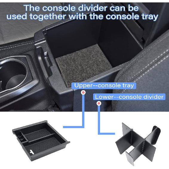 JKCOVER Center Console Dividers Organizer Compatible With Toyota Tacoma 2016- Accessories,Ert Box ABS Secondary Storage